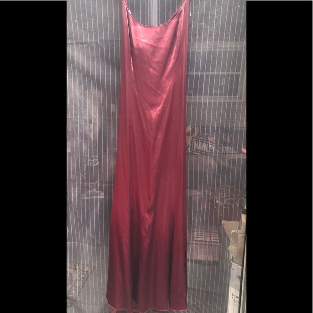 Vintage JOOMEE ALCHEMY NY cranberry satin dress CRISSCROSS BACK AND Mermaid tale